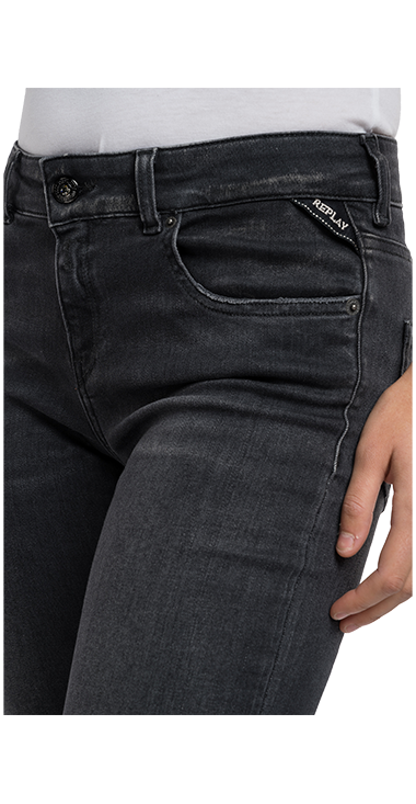 10OZブラックオーバーダイブラックストレッチフレアクロップレッグデニムFAABY FLARE CROP 詳細画像